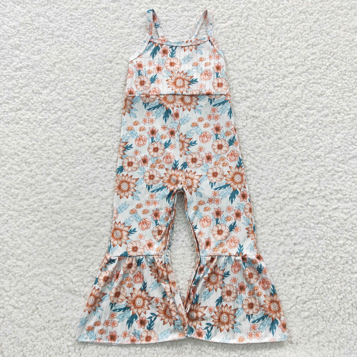 SR0309 Sunflower Print Baby Kids Jumpsuits