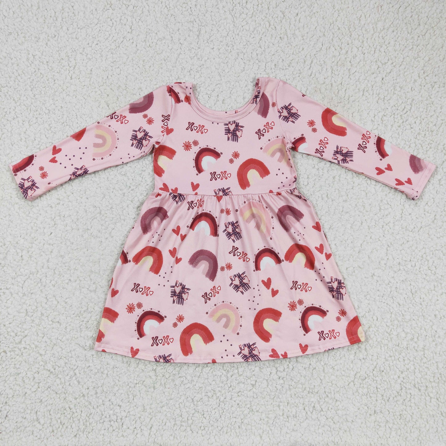 GLD0178 XOXO Valentine Rainbow Baby Girls Dress