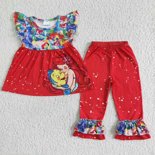 GSPO0034 Princess Red Cartoon Baby Girls Outfits