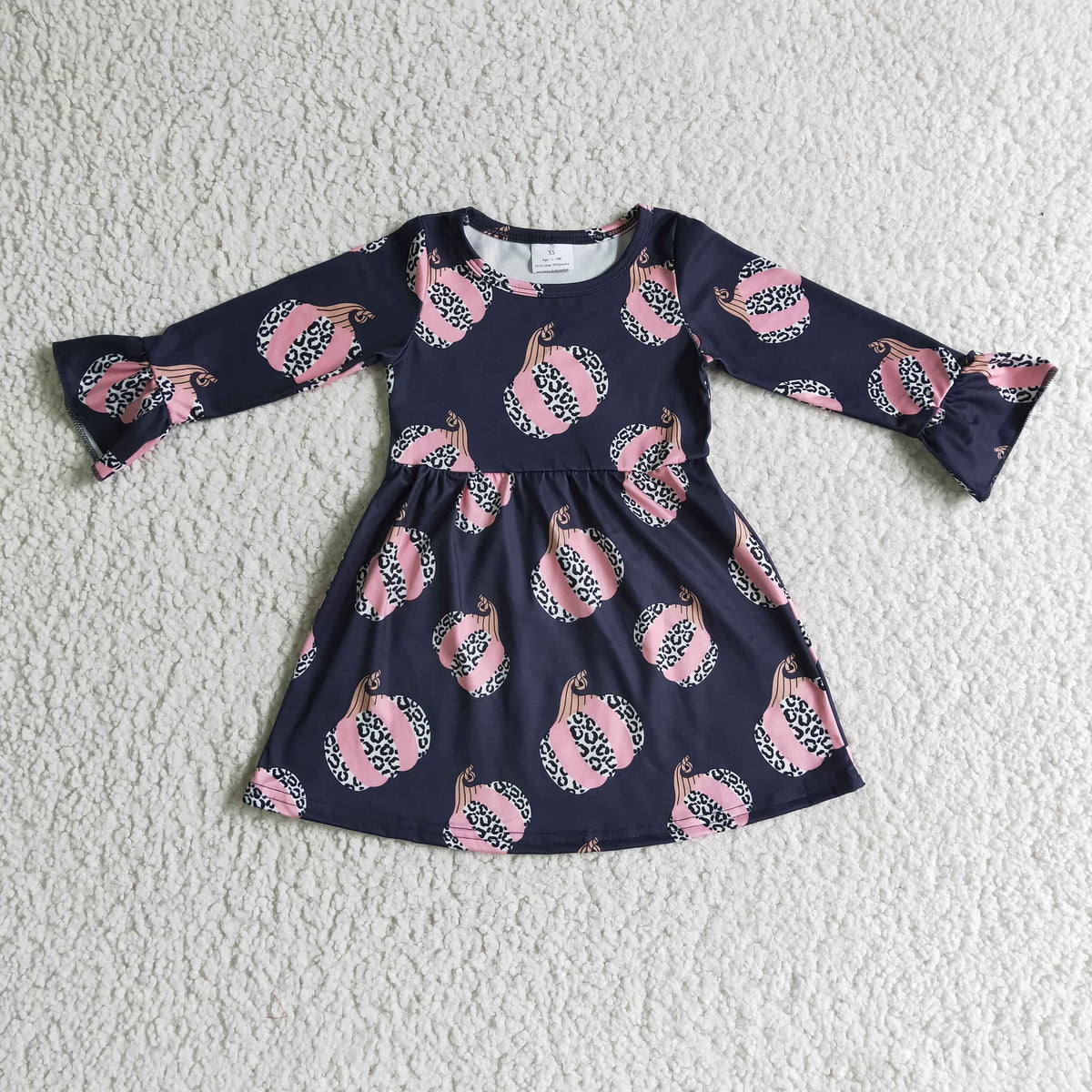 GLD0113 Fall Pink Pumpkin Black Girls Dress