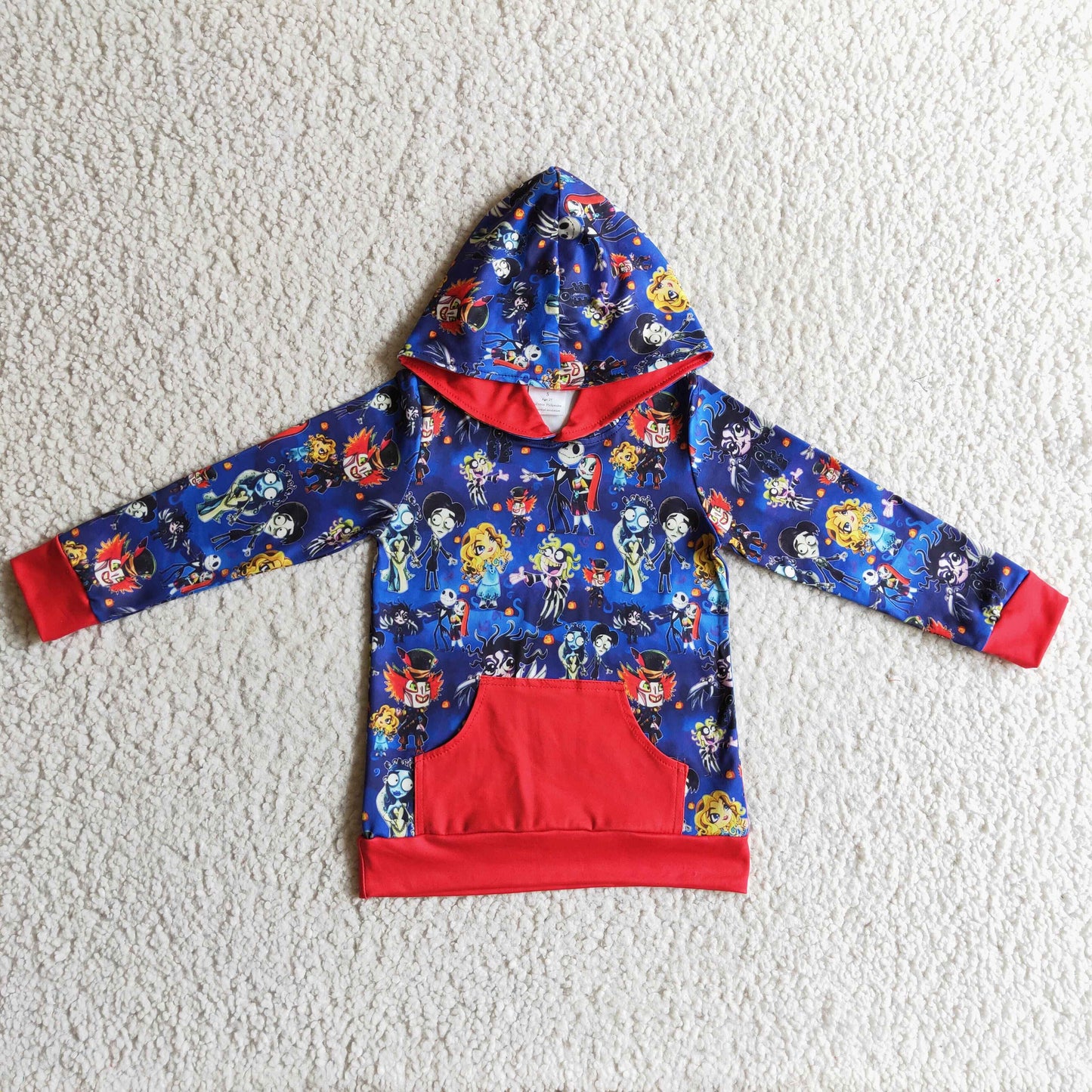 BT0031 Halloween Boys Cartoon Pocket Hoodie Top