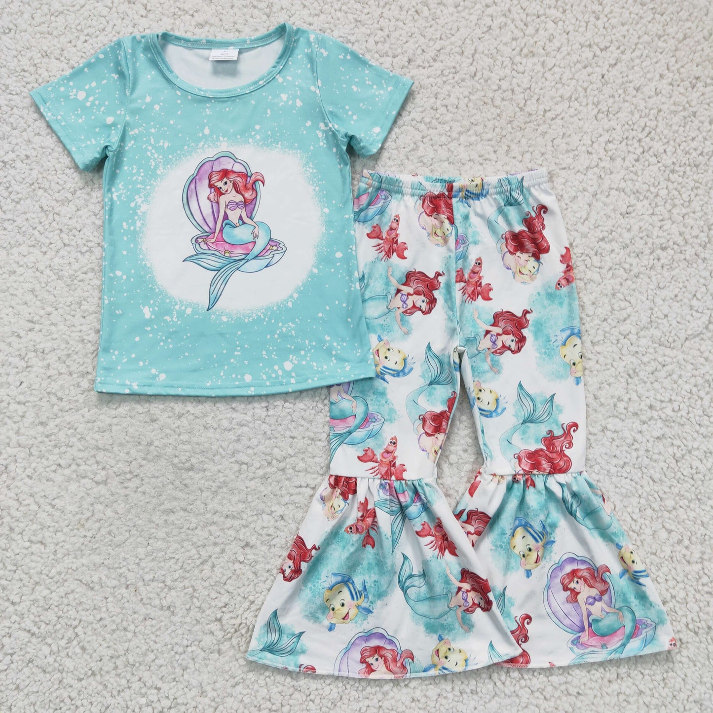 GSPO0310 Blue Cartoon Cute Mermaid Baby Girls Outfits