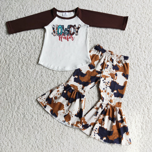 Howdy Heifer Long Sleeve Cow Print Tunic Kids Outfits