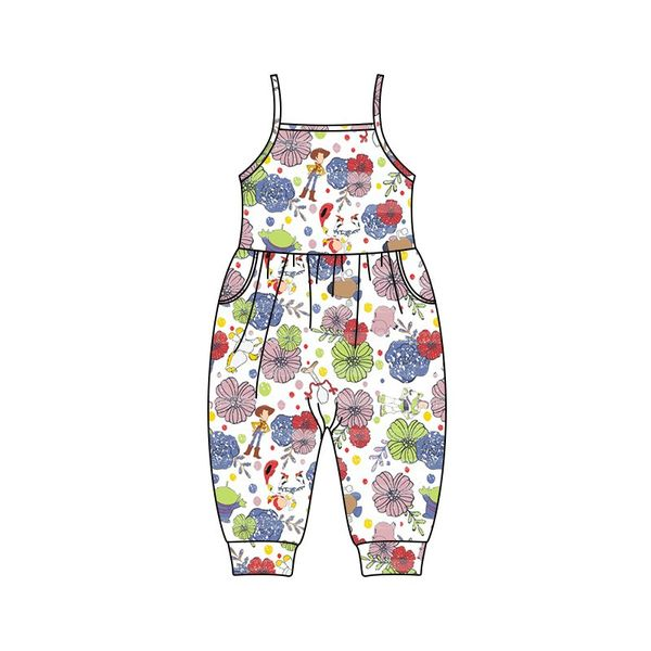 SR0062 floral print baby girls cartoon jumpsuits