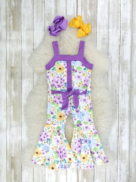 SR0301 Summer Purple Flower Jumpsuits