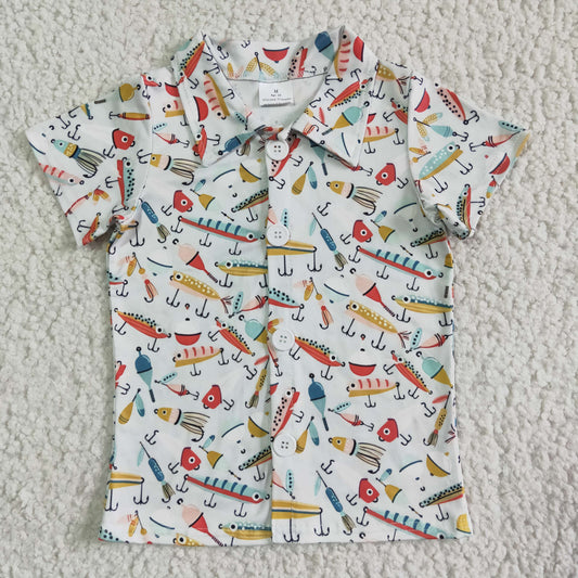 BT0013 Fishing Print Boys Shirts