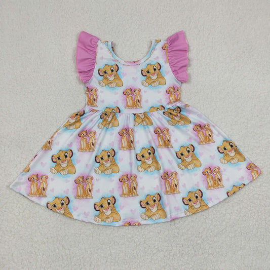 GSD0220 Cartoon Flutter Sleeve Lion Baby Girls Dress