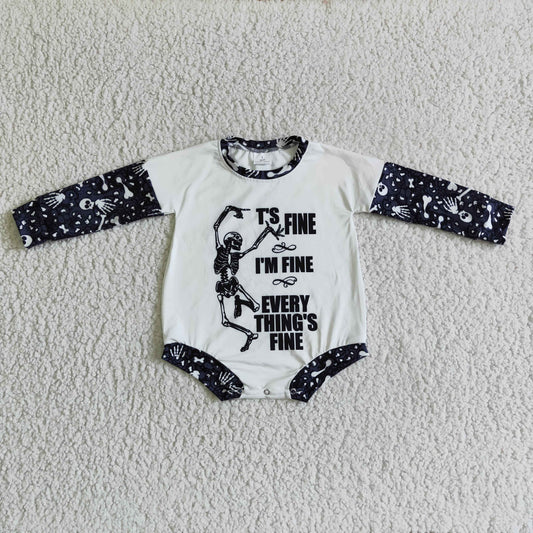 LR0123 Halloween I am Fine Bummies Romper
