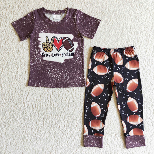 BSPO0035 Peace Love Football Brown Boys Outfits