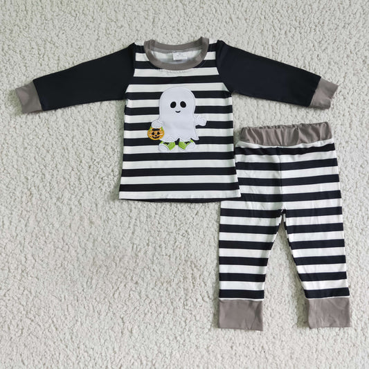 BLP0018 Embroidery Ghost Halloween Boys Pajamas