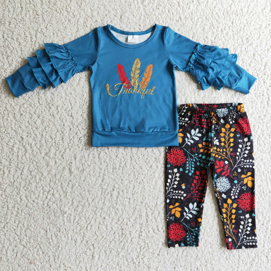 GLP0325 Thanksgiving Blue Turkey Kids Outfits