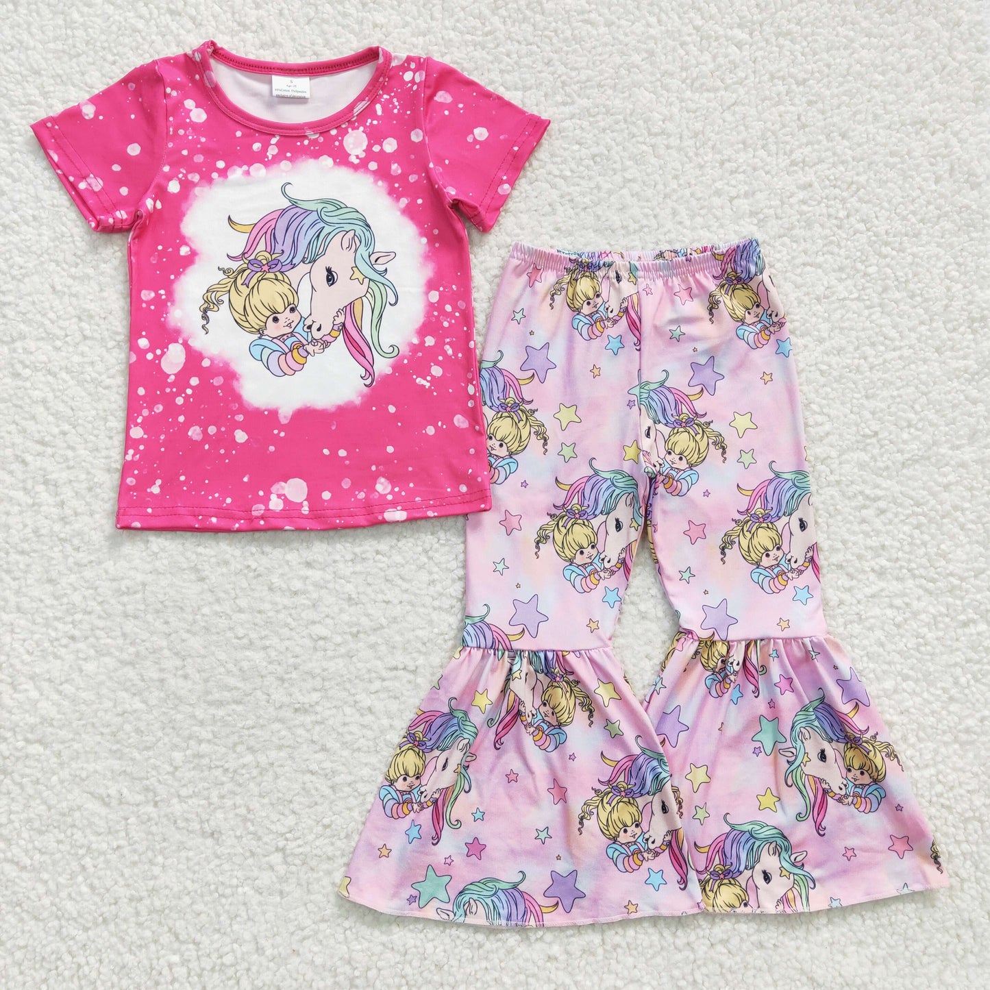 GSPO0465 Hot Pink Horse Baby Girls Colorful Kids Outfits