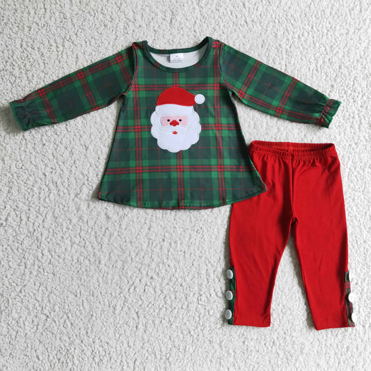 GLP0308 Christmas Santa Embroidery Girls Outfits