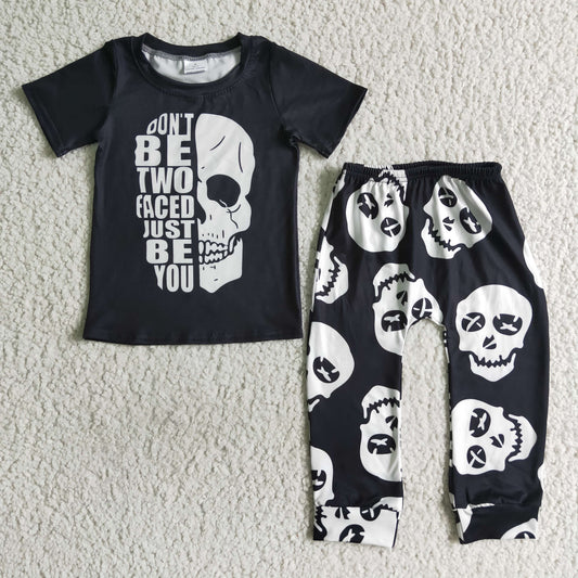 BSPO0016 Halloween Black Short Sleeve Boys Set