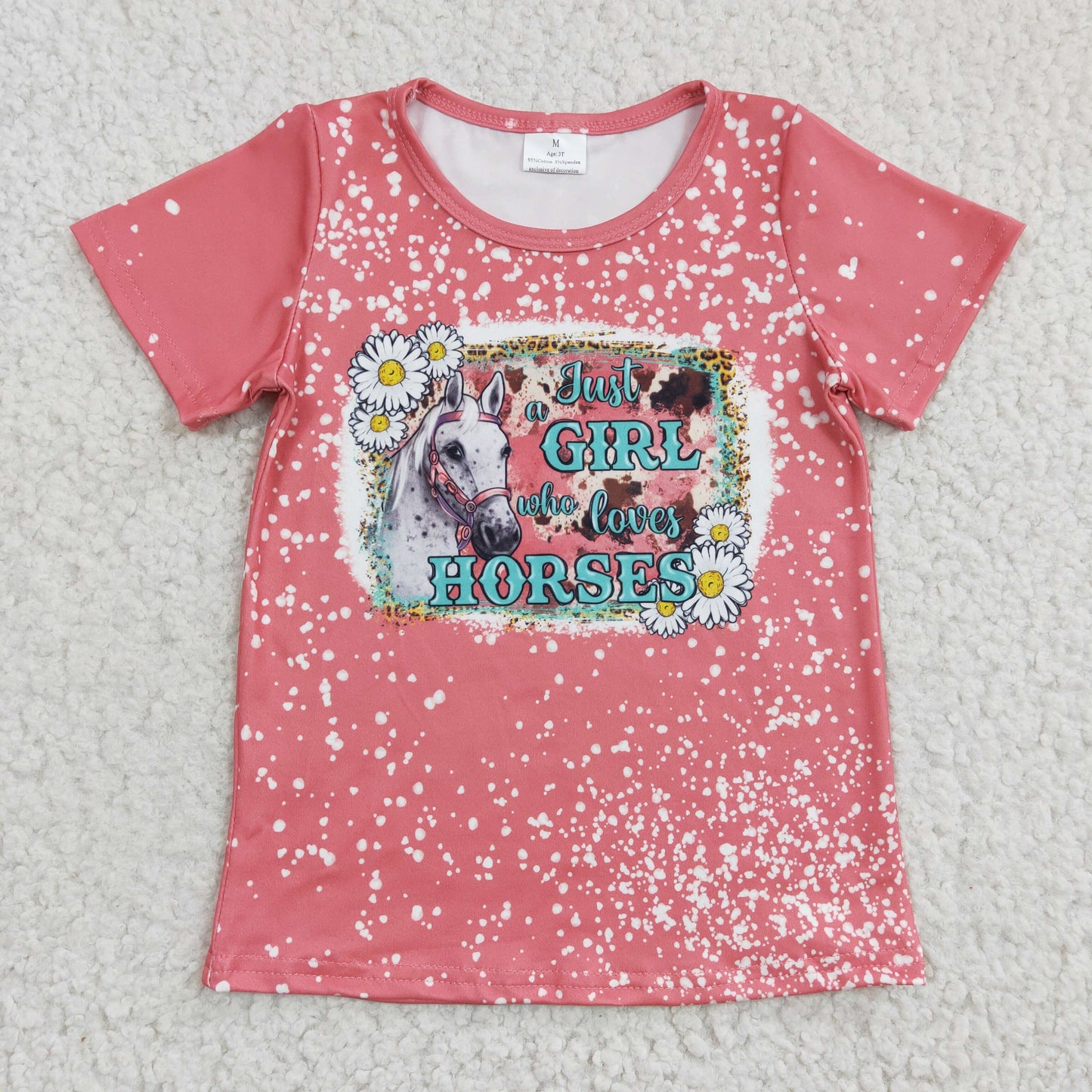 GT0095 Pink Just A Girl Who Loves Horse Sunflower Kids Shirts Top