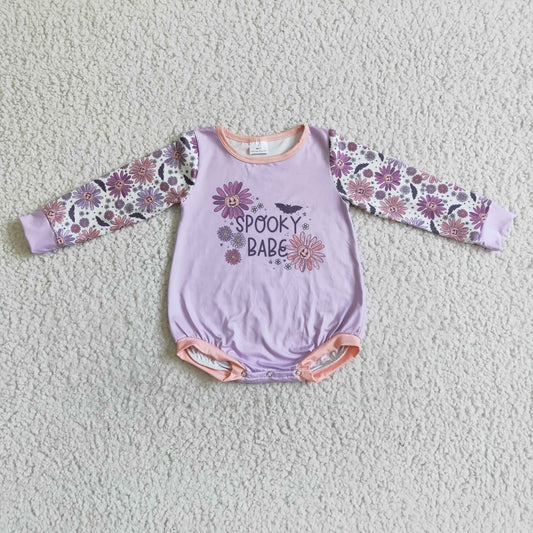 LR0075 Halloween Spooky Babe Long Sleeve Girls Bummies Romper