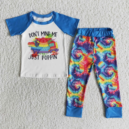 Boys Blue Pop Tie Dye Short Sleeve Outfits