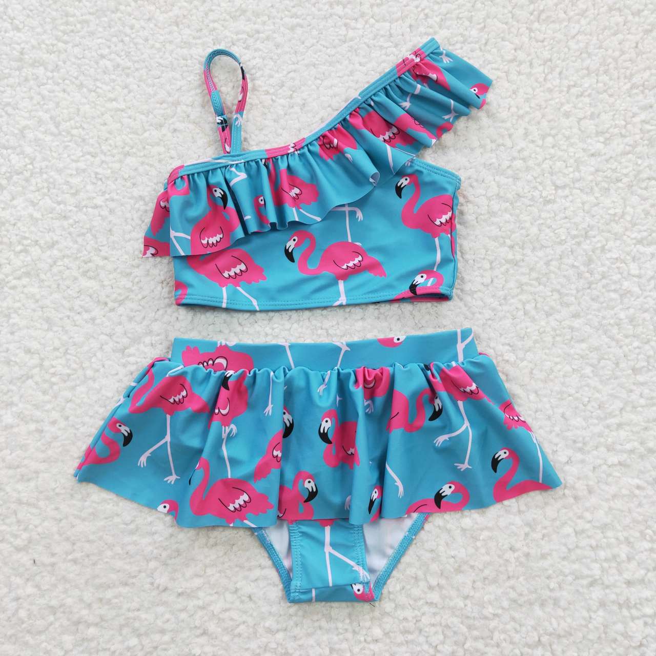 S0087 Flamingo Blue Girls Bathing Suits Swimsuits