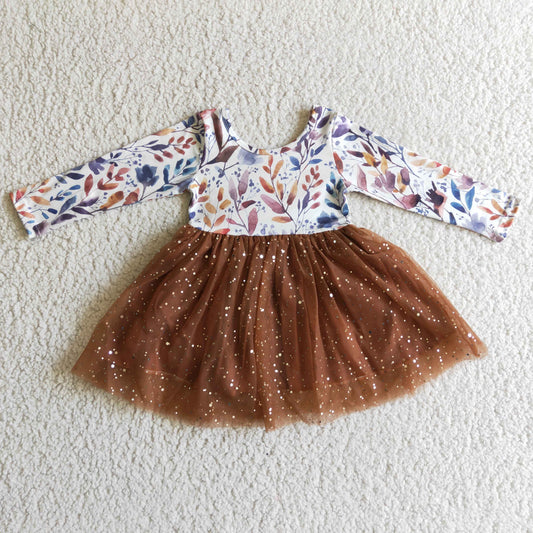 GLD0100 Fall Tutu Brown Baby Girls Dress