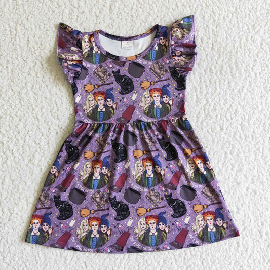 GSD0143 Halloween Cartoon Flutter Sleeve Dress