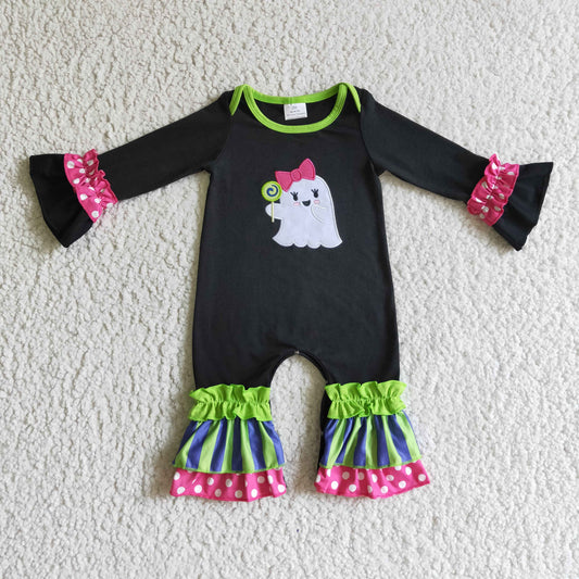 LR0133 Halloween Ghost Embroidery Girls Romper