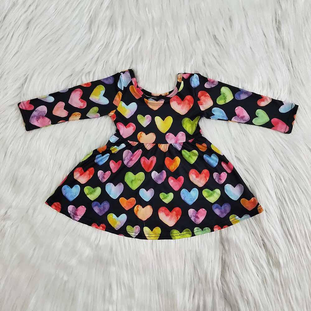 Valentine Colorful Long Sleeve Twirl Dress