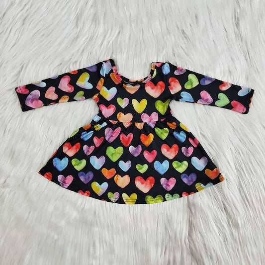 Valentine Colorful Long Sleeve Twirl Dress
