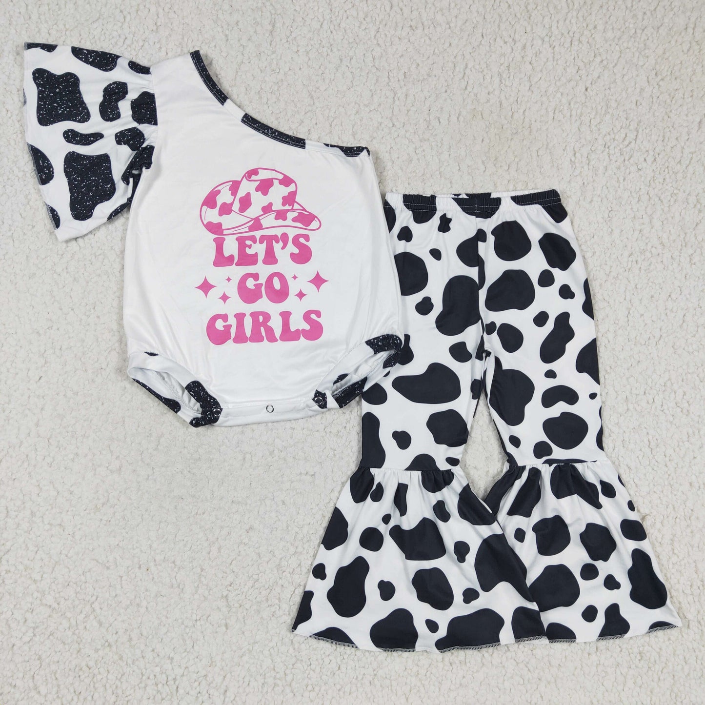 GSPO0439 Let's Go Girl Cow Western Kids Outfits