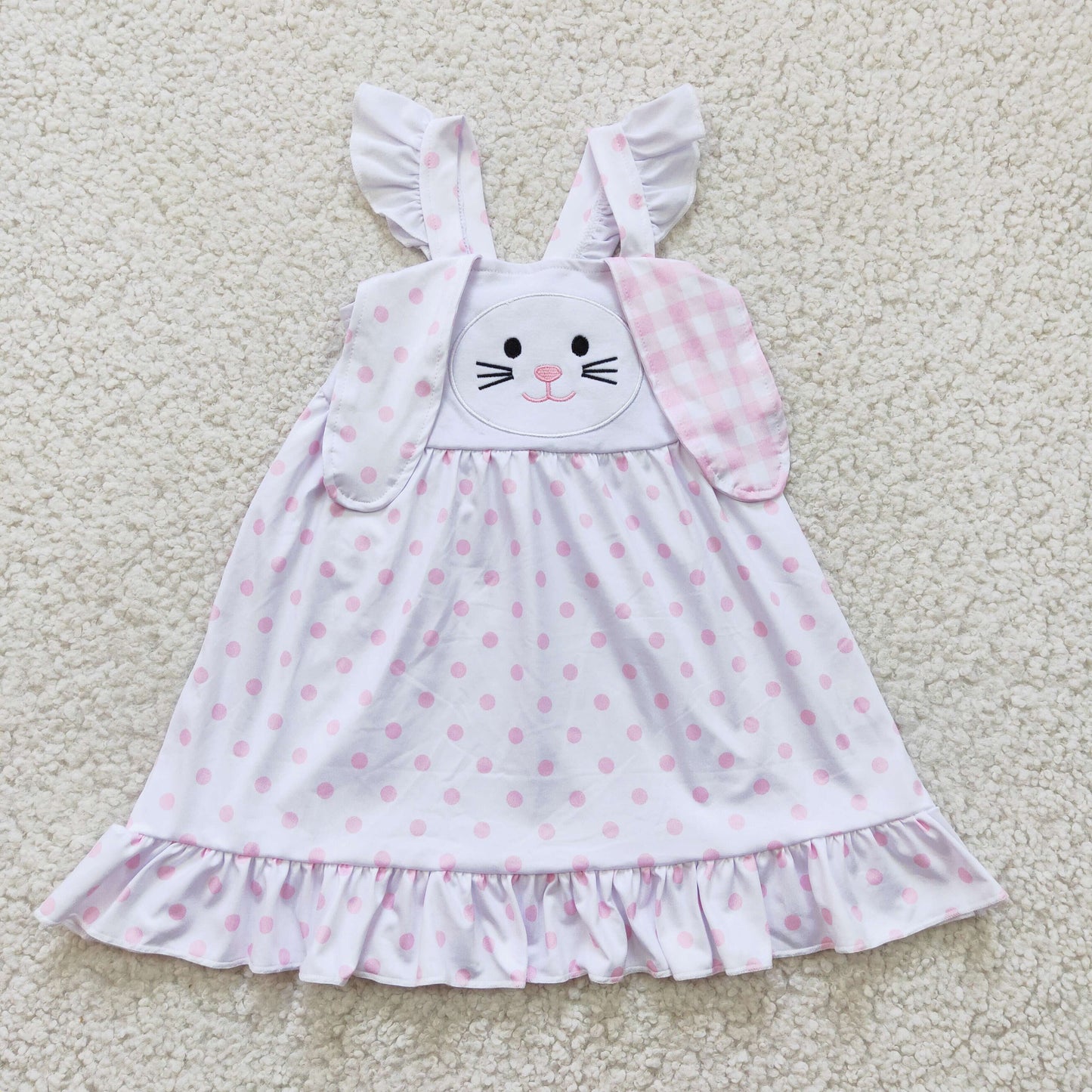GLD0173 Easter Bunny Embroidery Girls Dress