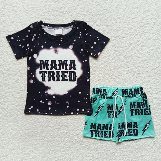 BSSO0200 Black Short Sleeve Mama Tried Boys Summer Set