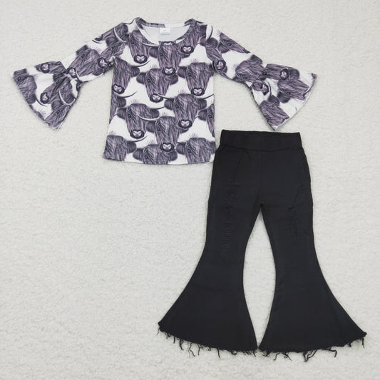 GLP0401 Heifer Grey With Black Denim Jeans Girls Set