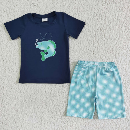 BSSO0008 Embroidery Fishing Boys Outfits