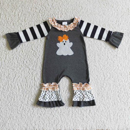 LR0129 Halloween Ghost Embroidery Girls Romper