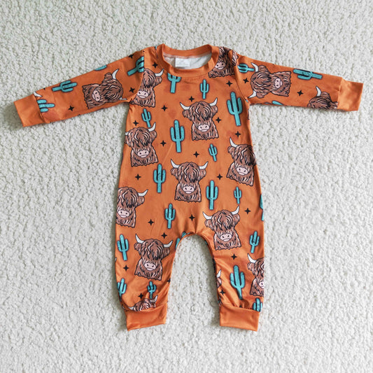 LR0060 baby Highland Cow Romper