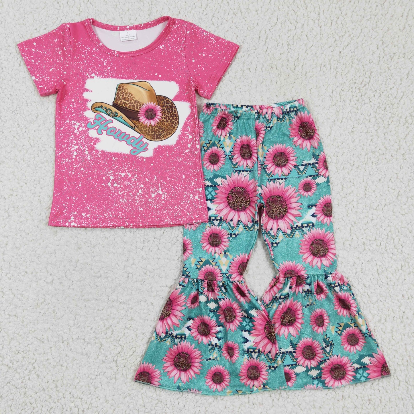 GSPO0232 Howdy Western Pink Sunflower Girls Set