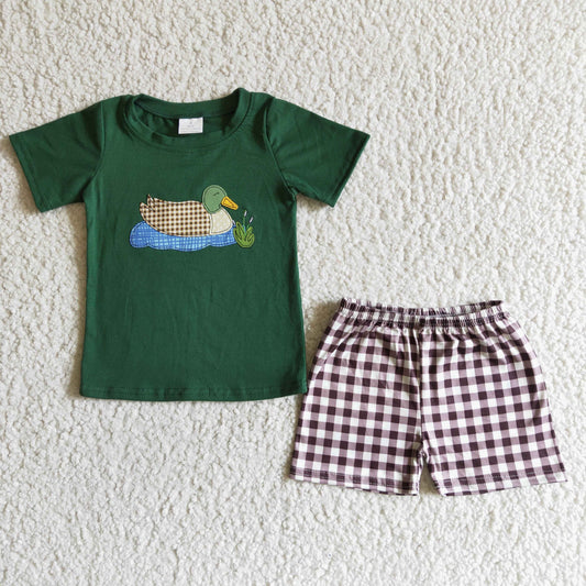 BSSO0007 Teal Green Cotton Embroidery Boys Outfits