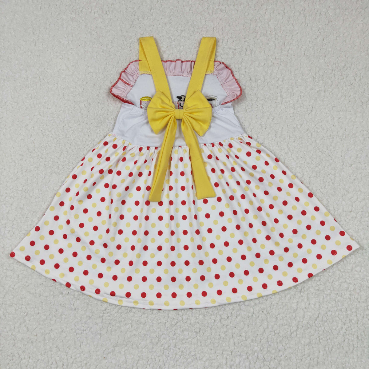GSD0203 Cow Embroidery Sleeveless Dots Print Girls Dress