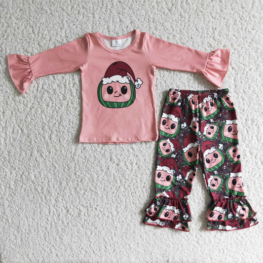 Christmas Watermelon Baby Girls Kids Outfits