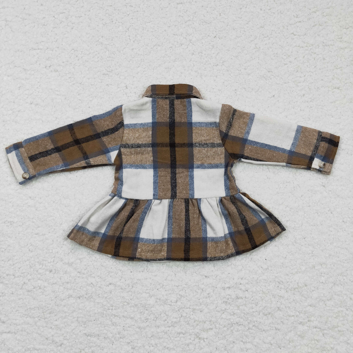 GT0089 Brown Plaid Print Girls Shirts Dress