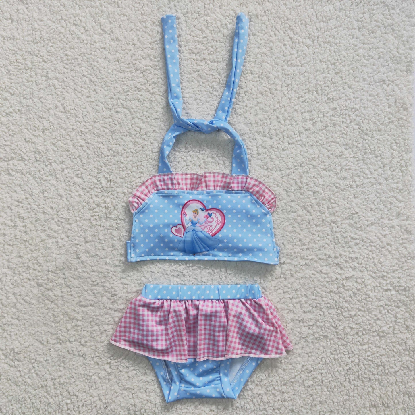 S0059 Pink & Blue Princess Kids Cartoon Bathing Suits Swimsuits