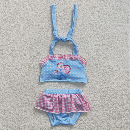 S0059 Pink & Blue Princess Kids Cartoon Bathing Suits Swimsuits