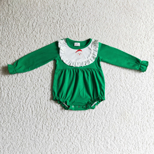 LR0173 Christmas Santa Green Girls Romper