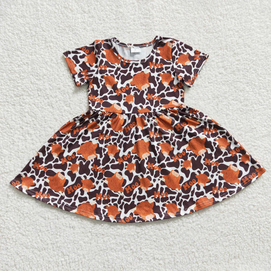 GSD0237 Short Sleeve Moo High Land Cow Baby Kids Dress