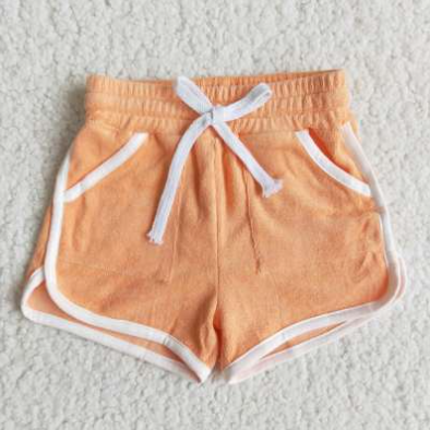 b0-25 Orange Solid Color Sport Shorts