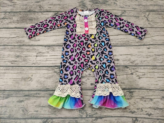 LR0215 Colorful Leopard Print Girls Romper