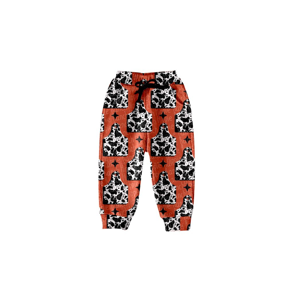 P0090 Orange Cow Print Western Boys Pants (Pre order )