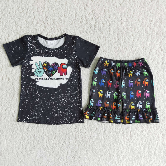 D12-2 $2.99 Summer Girls Black Bleach Design Cartoon Outfits