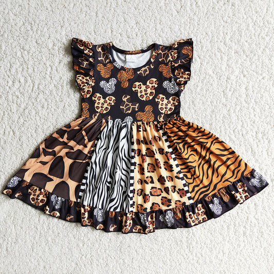 Flutter Sleeve Animal Print Twirl Dress