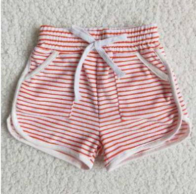 b0-23 Pink & White Striped Print Sport Shorts