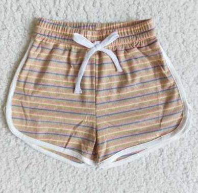 B0-15 Brown Striped Print Sport Shorts